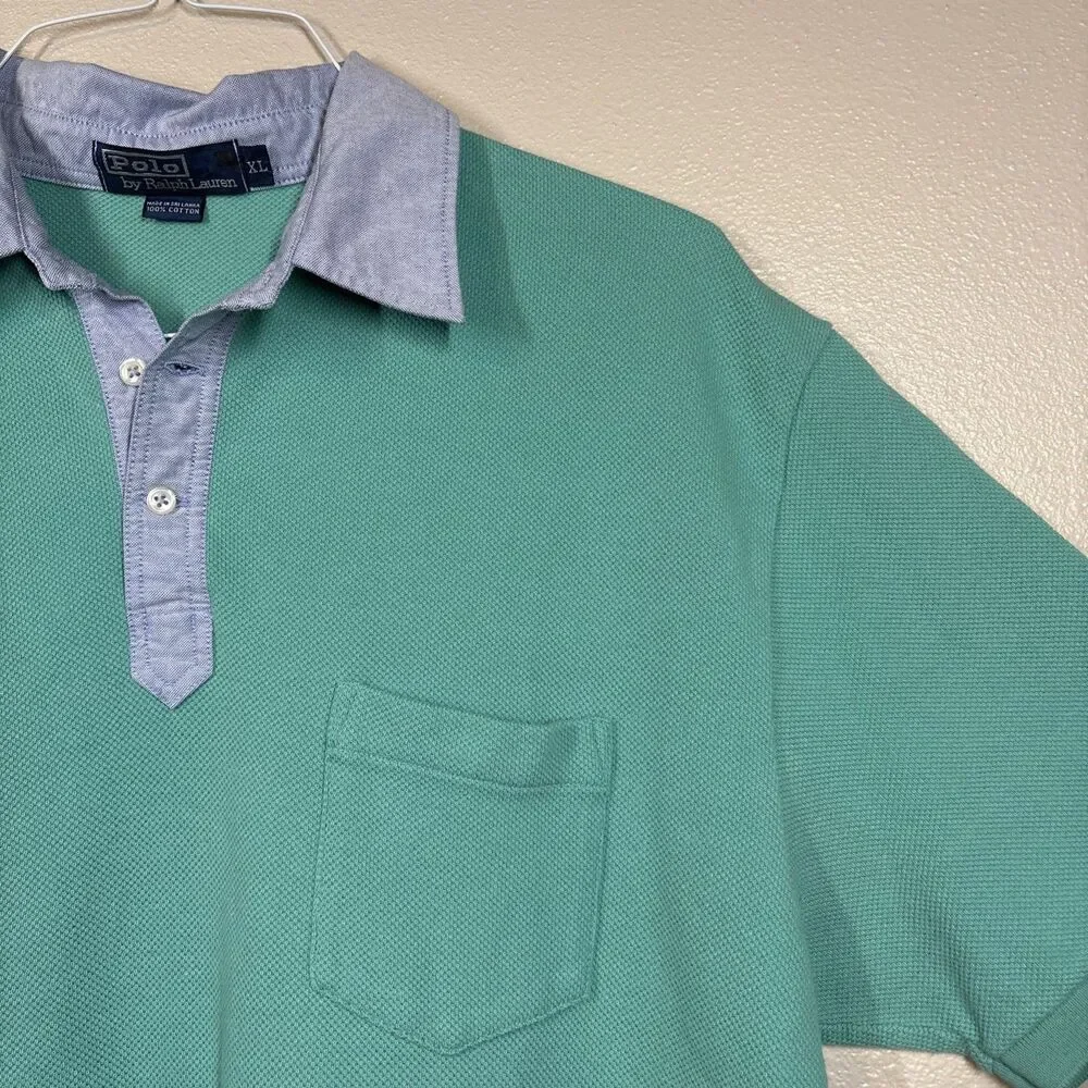 Polo Ralph Lauren Polo Short‎ Sleeve Shirt XL Teal Green Blue  Collar